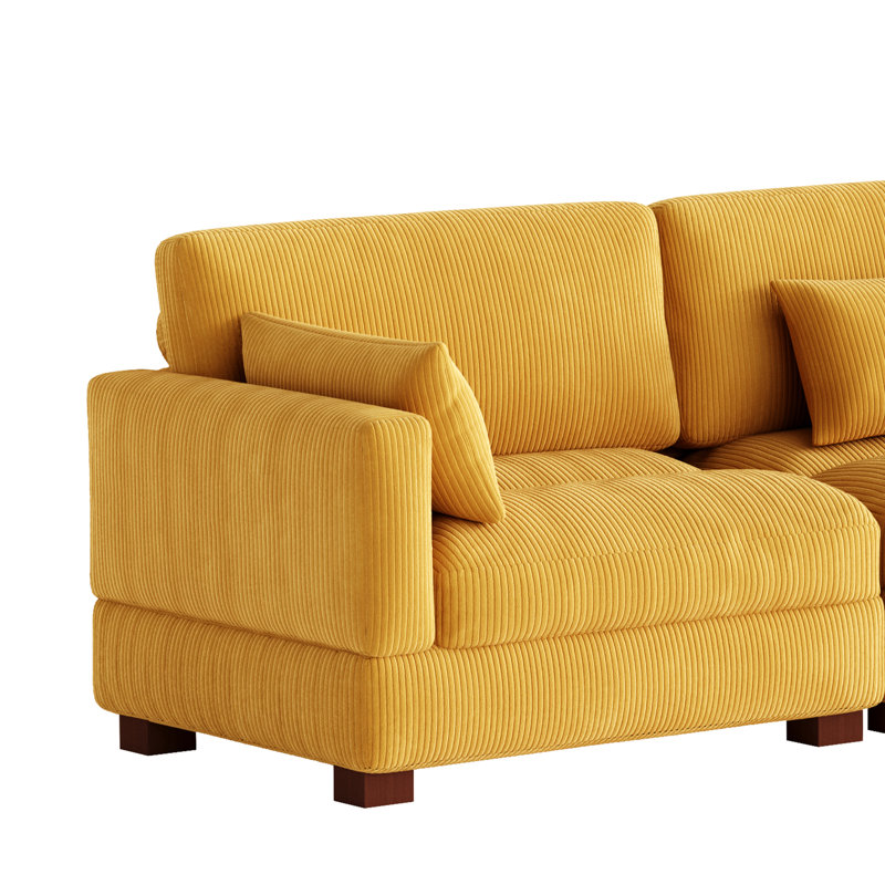 Maelina Reversible Modular Corner Sofa, 84.6cm H x 406.9cm W x 87.4cm D, Orange