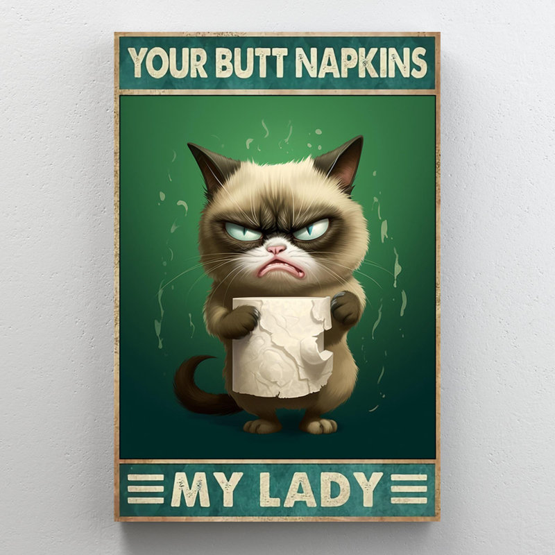 «Grumpy Cat Your Bout Napkins My Lady», reproduction d'art graphique sur toile tendue, H 14 po x l 11 po x P 1,25 po