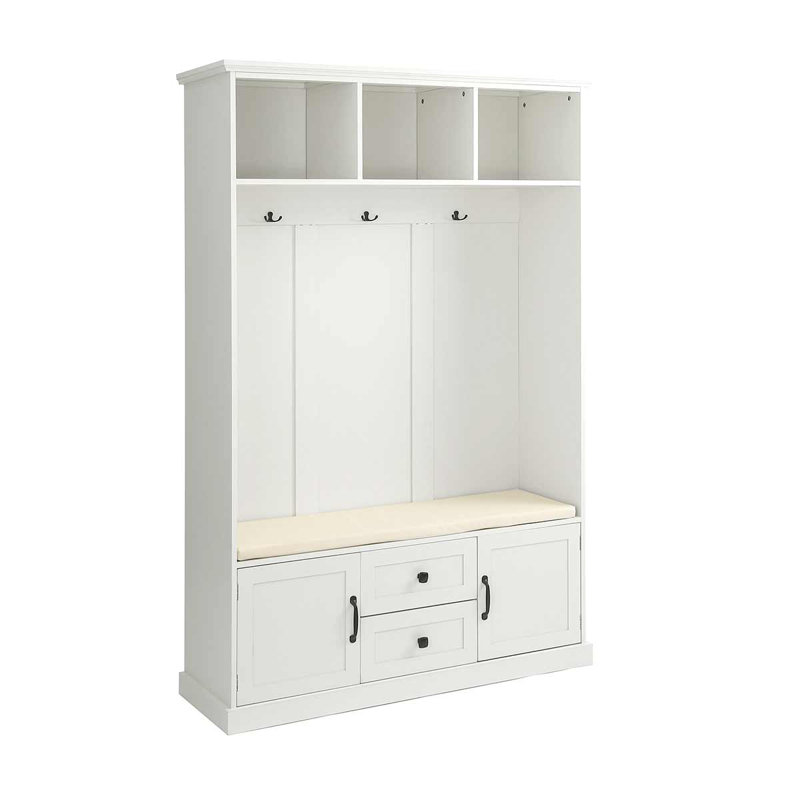 Rafkind Hall Tree with Bench  with 3 Hooks , Coat Hanger, Entryway Bench, Storage Bench, 3-in-1 Design, Beige
