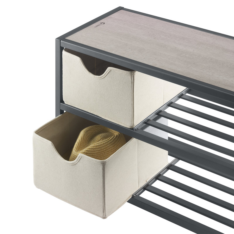Banc de rangement pour 6 paires de chaussures, gris