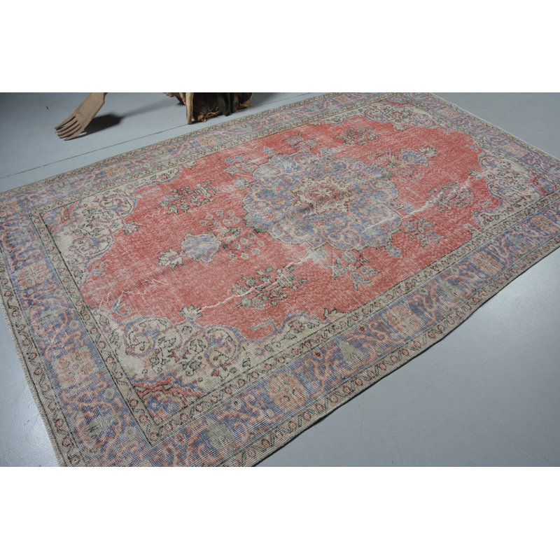 Tapis rétro, tapis de 5,8 x 9,4 pi, tapis turc, tapis de chambre à coucher, tapis Boho bleus, tapis de décoration intérieure