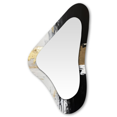 New Gold Balance VIII - Abstract Painting Metal Art Decor - Modern Irregular Wall Mirror