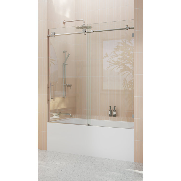 Eclipse 52 - 56 in. x 60 in. Fully Frameless Sliding Bathtub Door