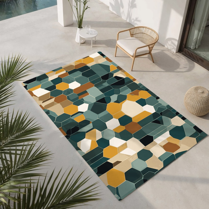 Pixel Array Indoor And Outdoor Area Rug, Rectangle 1'6" x 2'6"