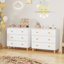 Commode pour enfants avec 3 tiroirs, poignées en bois et pieds en pin, commode en MDF pour chambre d'enfant, armoire de rangement pour chambre de bébé, blanc