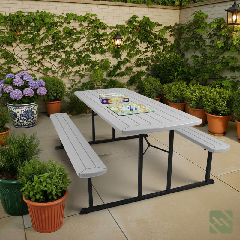 Table de pique-nique pliante robuste, Gris