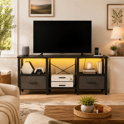 Lucia 47.2'' TV Stand with LED Lights & Charging Station
