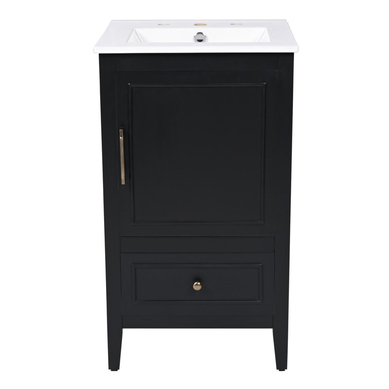 20'' Bathroom Vanity with Ceramic Sink, Black/Bronze