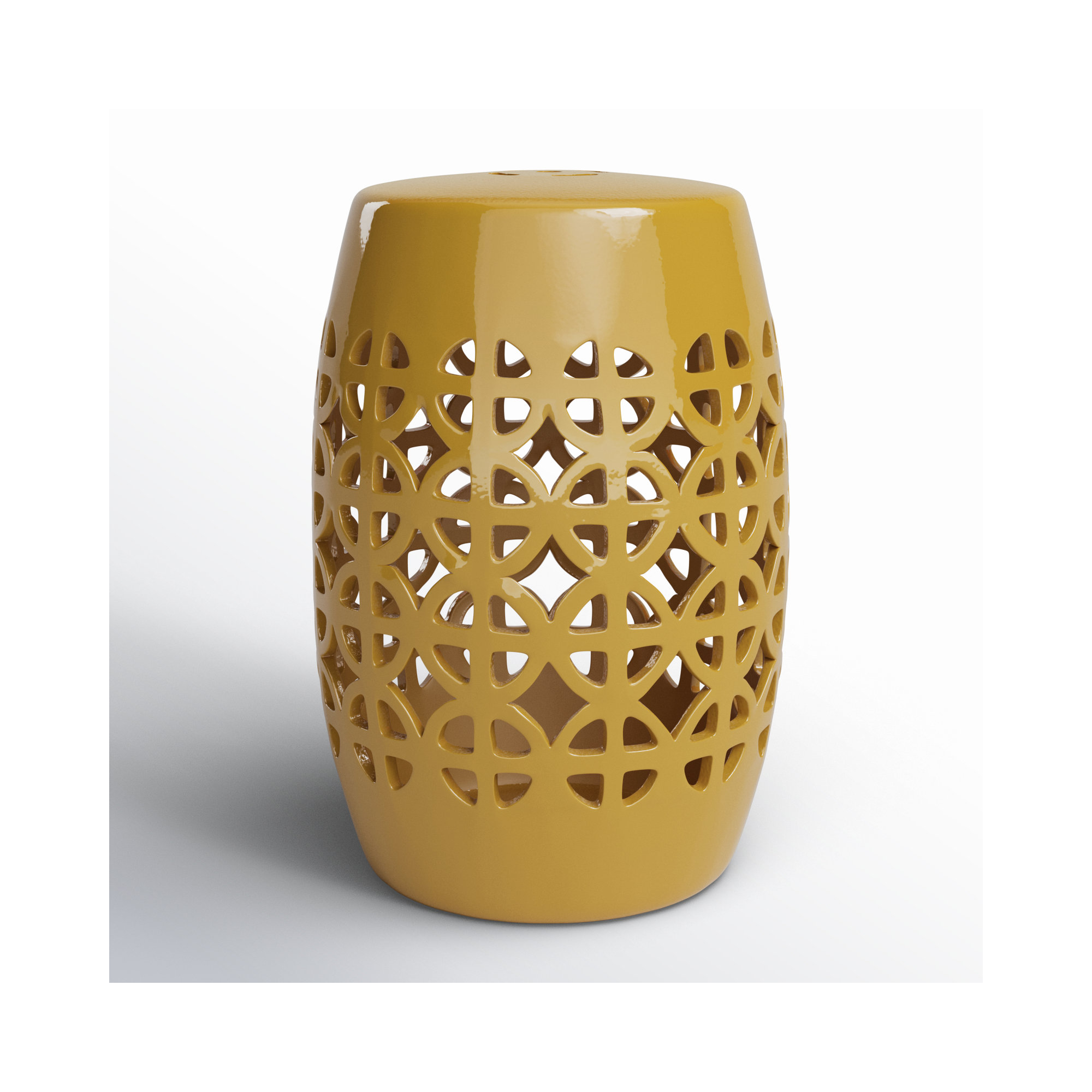 Becquere Ceramic/Porcelain Garden Stool, Mustard
