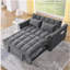 Canapé-lit, canapé convertible, fauteuil inclinable, lit, dossier réglable 3 en 1, 3 positions, canapé modulaire à 2 places, 2 poches latérales, 2 coussins pour le salon, l’appartement, etc., beige en velours de 54 po de largeur.-1589685009