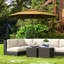 Parasol de patio brun clair de 9 pi 3 po avec manivelle, inclinaison à bouton-poussoir pour terrasse, cour arrière, parasol de marché extérieur 3, manivelle et