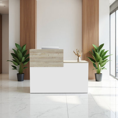 Small Modern Reception Desk Counter, Compact Cashier and Welcome Front Desk for Office, Salon and Retail Store