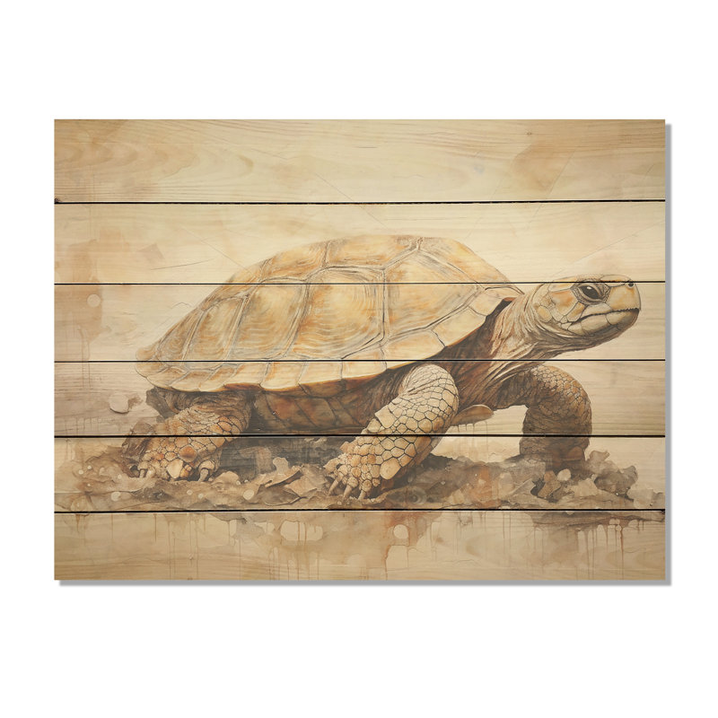 Minimalisme, aventure de tortue - panneau mural en bois de tortue sur bois de pin naturel, H 10 po x l 20 po