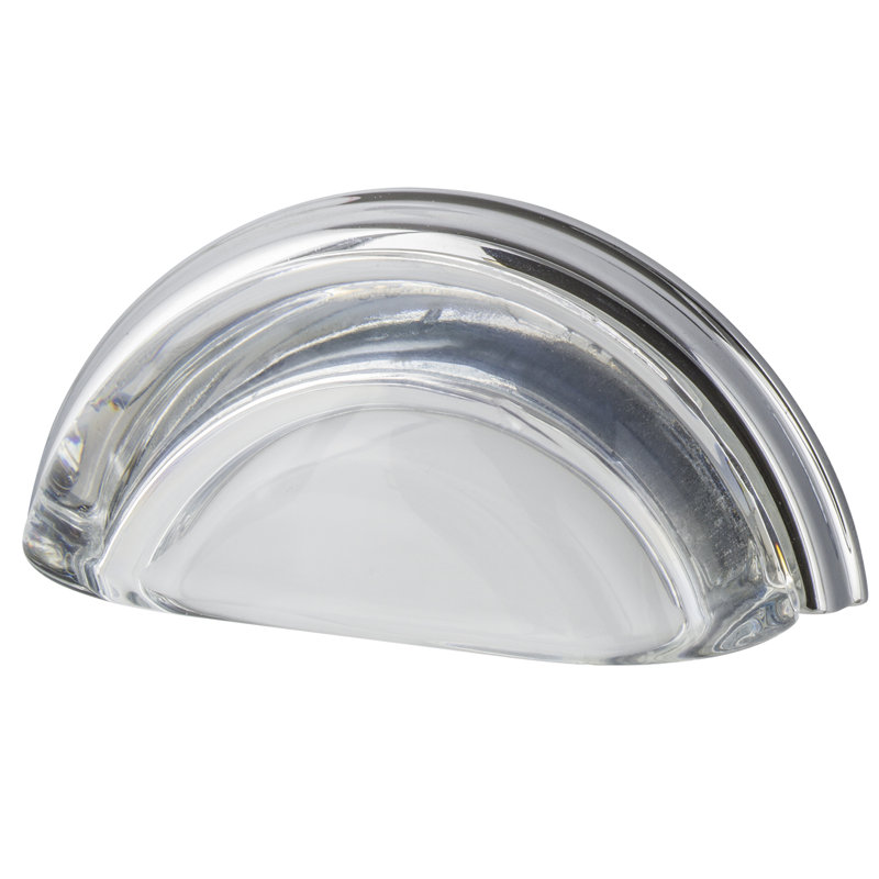 Nostalgic Warehouse Cup Pull Crystal Clear 3" on Center, Bright Chrome
