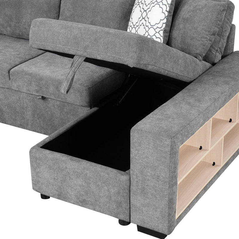 Convertible Folding Bed With Spring Floor Mattress, Corduroy 3 - Seater Futon Couch 2 Pillows For Office In Pillows, Fold Out Bed, Mattress Living Room