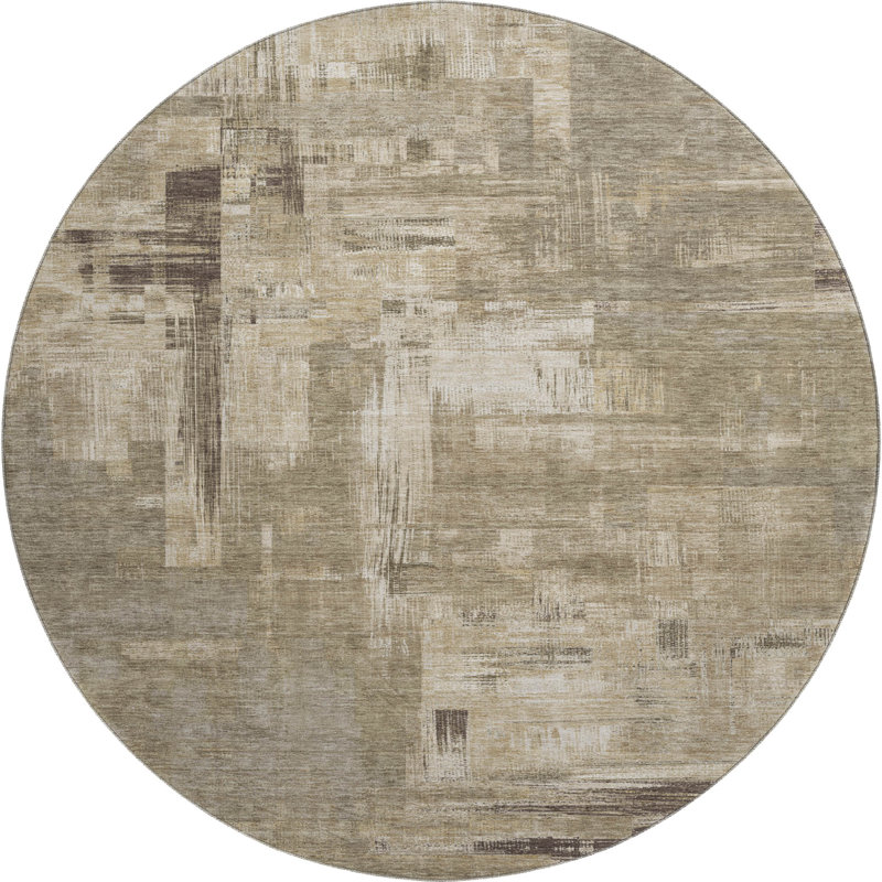 Premium Machine Washable Elize AMF1338 Blocks Rug, Round 8'