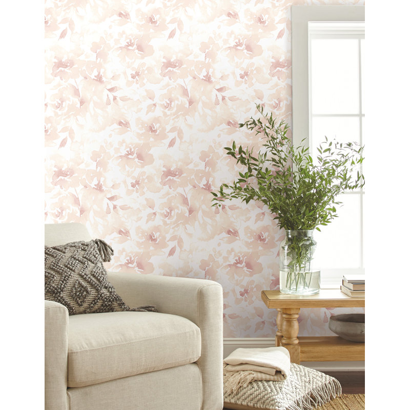 Papier peint floral Renewed, Rose