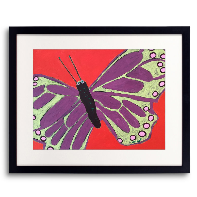 Butterfly by Sue Graef, Black Framed Paper, 16" H x 20" W
