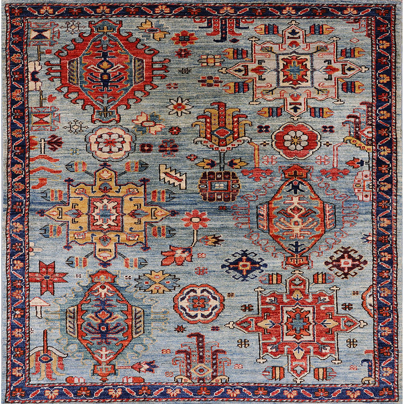 Tapis 100% Mid-Century moderne lavable à la machine 2390, Carré 3 pi