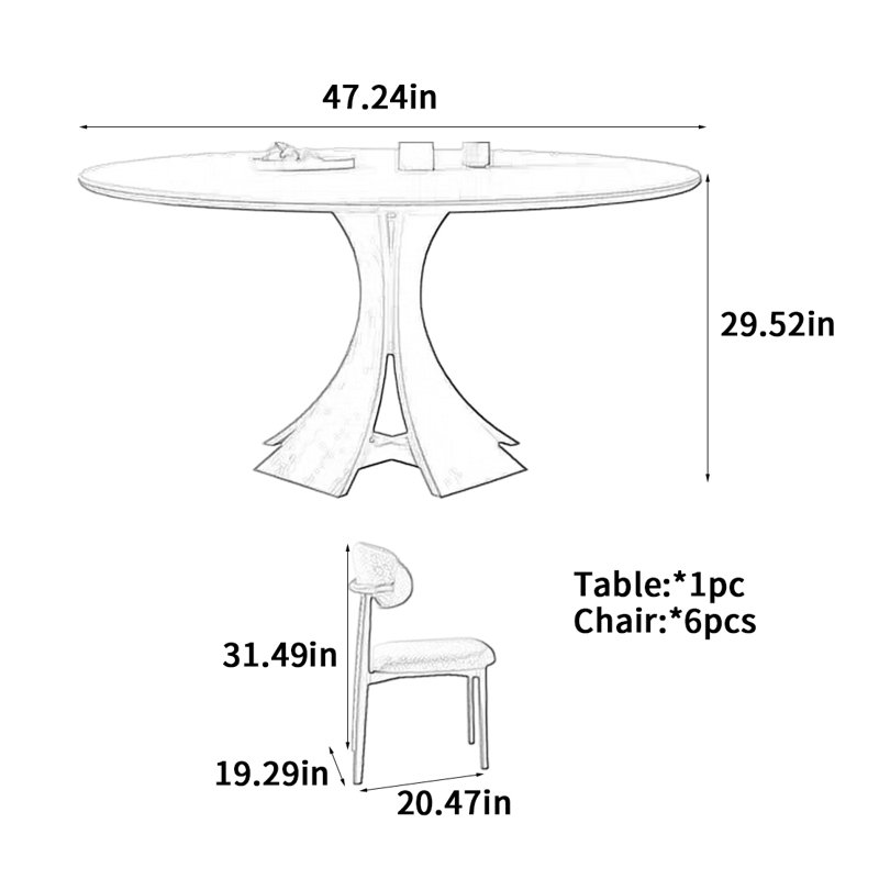 Table de salle à manger en bois de frêne massif, H 29,52 po x L 47,24 po x l 47,24 po