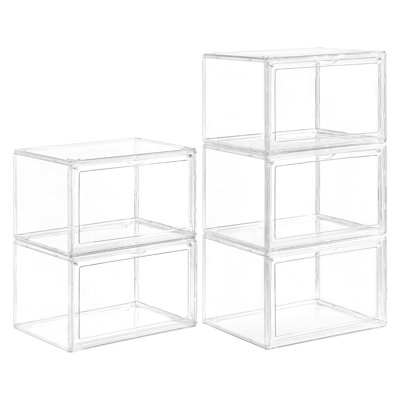 Clear Acrylic Stackable Shoe Organizer Box With Magnetic Doors, Transparent Shoe Storage Bins For Closet Organization And Sneaker Display