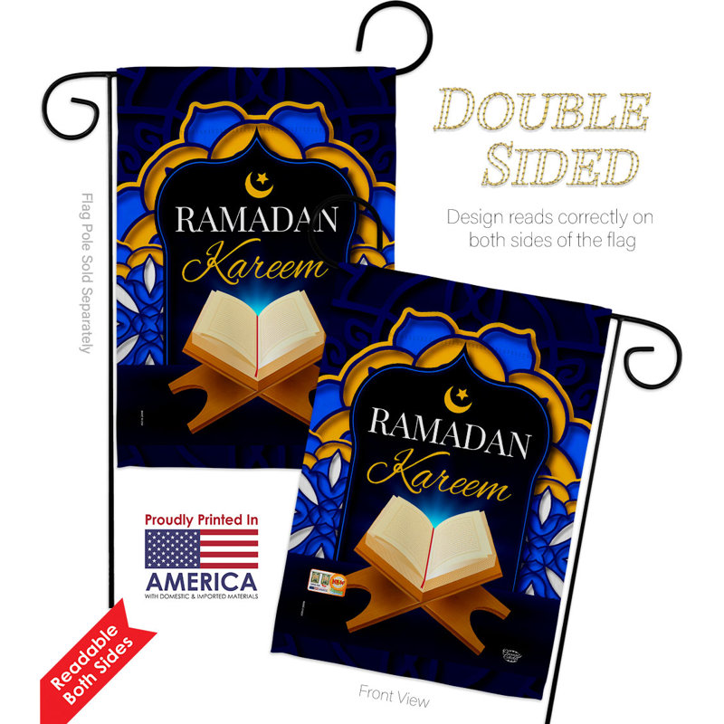 Drapeau de maison Happy Ramadan, H 18,5 po x l 13 po