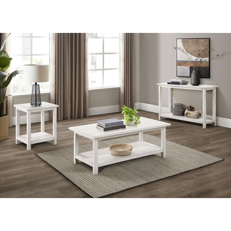 Payne Wood Coffee Table with Shelf Java, White