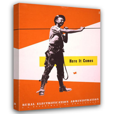 "Here It Comes Rural Electrification Administration, U.S. Department of Agriculture" by  Lester Beall - Gallery Wrap Canvas Wall Art