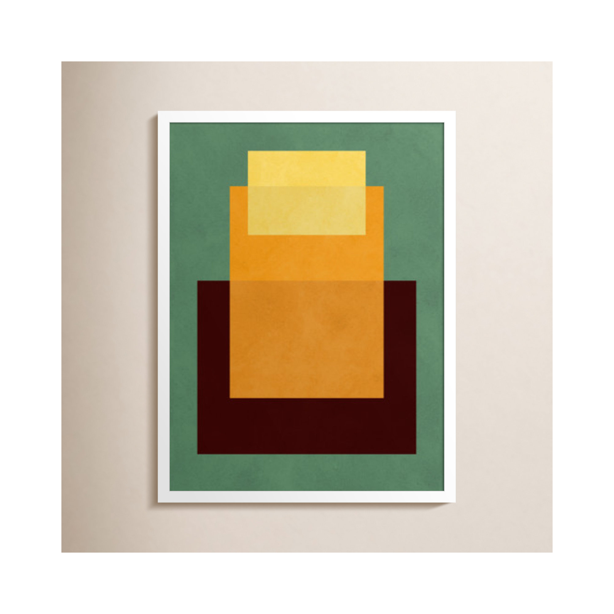 Overlapping geometry 10 by Norvin Wood Framed Wall Art Print, 25" H x 19" W, White, Green/Orange