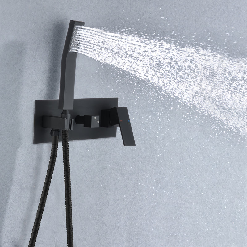 Shower system, Brass Matte Black Shower Faucet Set Shower System 10 Inch Rainfall Shower Head with Handheld Sprayer Bathroom Luxury Rain Mixer Combo Set, Rough-in Valve Included
