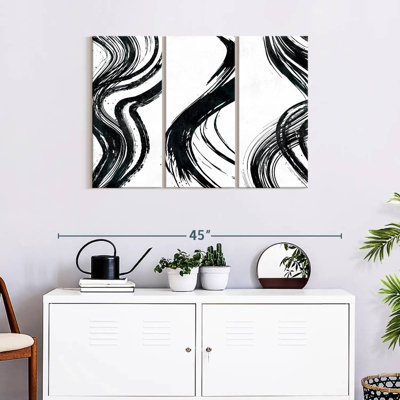 Impression sur toile Wispy Black Brush Strokes
