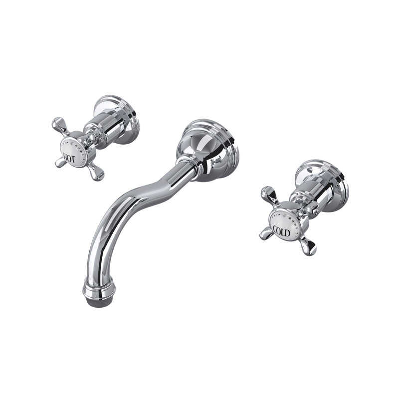 Edwardian™ Wall Mount Lavatory Faucet with Column-Spout, Polished Chrome, Cross