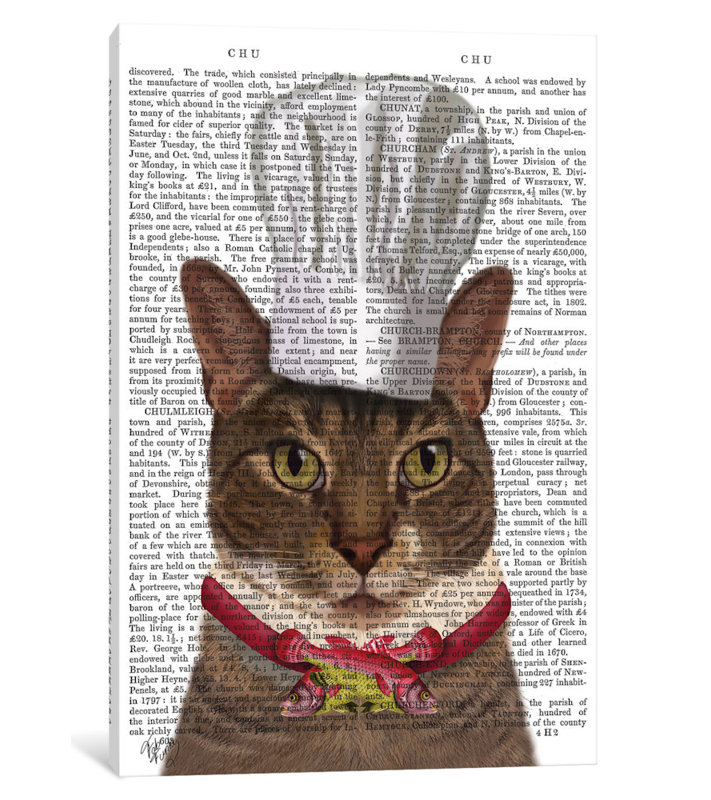 « chat chef i », impression sur toile, H 12 po x l 8 po x P 0,75 po, Toile tendue, Pas de tapis