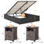 Ensemble de chambre à coucher de ferme 3 pièces avec cadre de lit de rangement grand format et 2 tables de chevet, noir-118692742-118692743