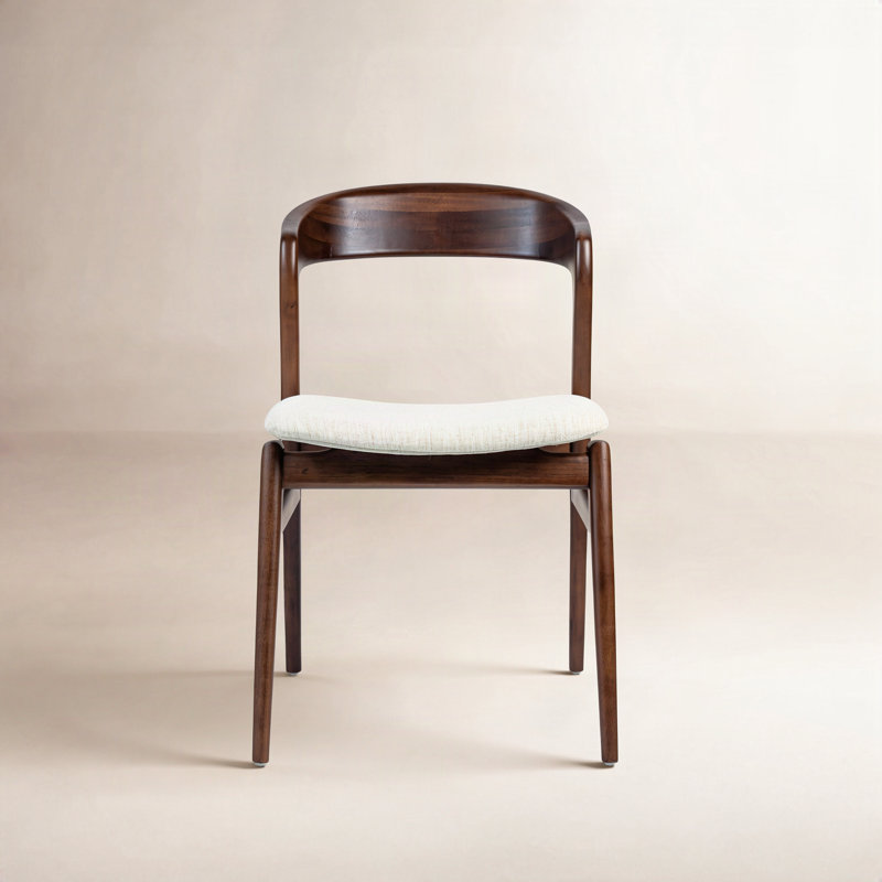 Anela 18'' H Upholstered Oak Side Chair, Nogal/Medley Ivory