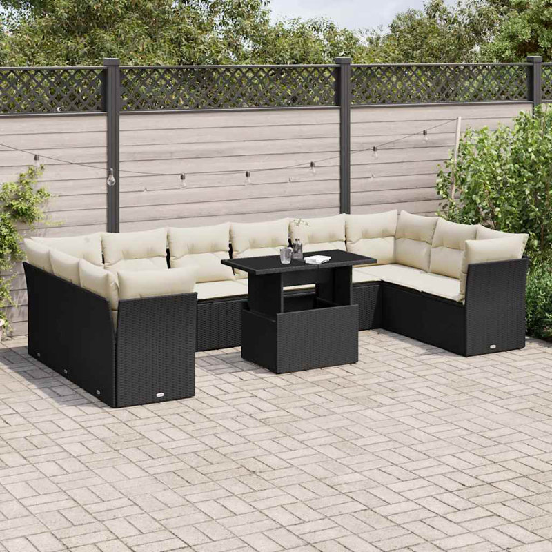 Ensemble de canapé de jardin Vidaxl noir, blanc crème