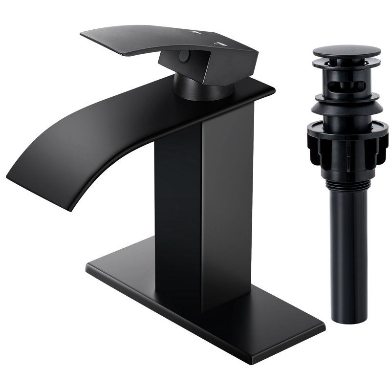 Freestanding Single-handle Bathroom Faucet with Drain Assembly, Matte Black