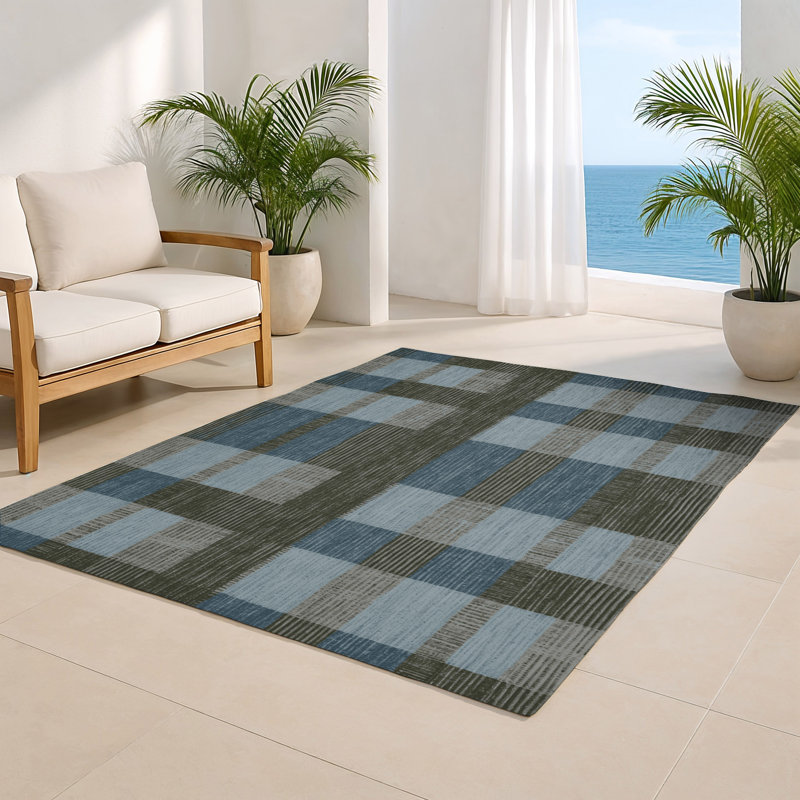Tapis d'intérieur et d'extérieur à carreaux gris, Rectangle 4pi x 6 pi