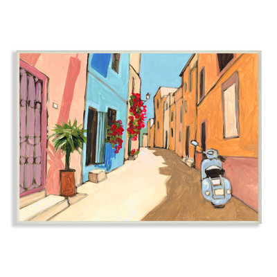 «European City Roadside Landscape Street Vespa» par Bart E. Slyp - impression sur toile