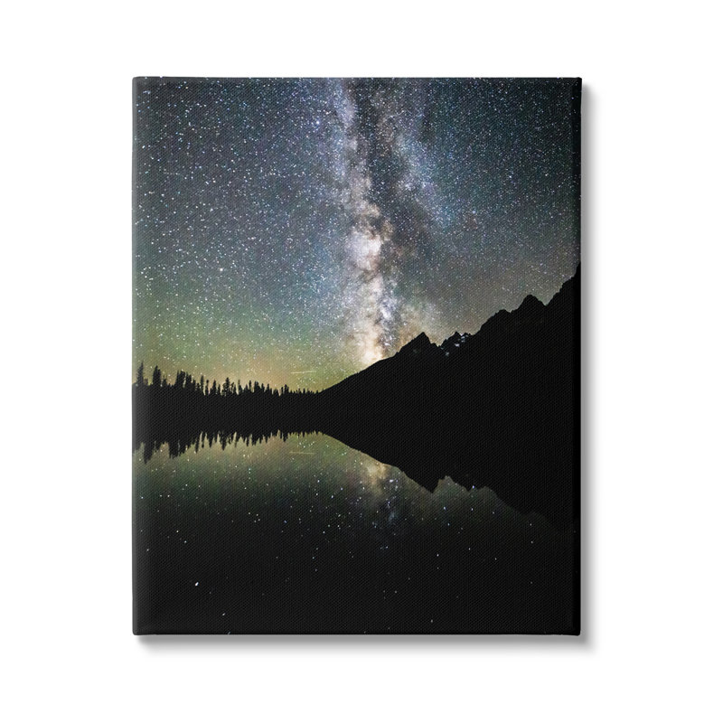 «Starry Sky Lake Reflection» sur bois, Giclée encadrée blanc bord de mer, H 30 po x l 24 po x P 1,5 po