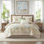 Ensemble de couette brodée surdimensionnée en coton 6 pièces, bleu/vert, format Queen