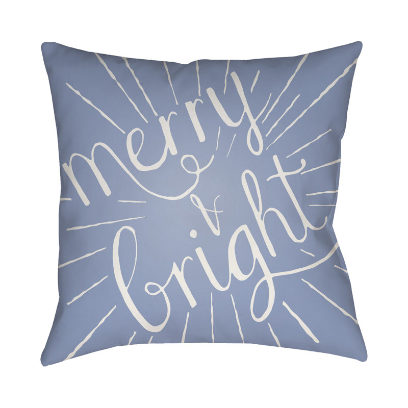 Outdoor Reversible Throw Pillow, 18" H x 18" W x 4" D, Blue / White
