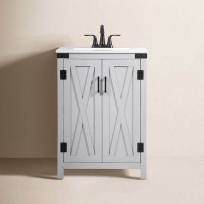 Slayton 24'' Single Bathroom Vanity with Engineered Marble Top