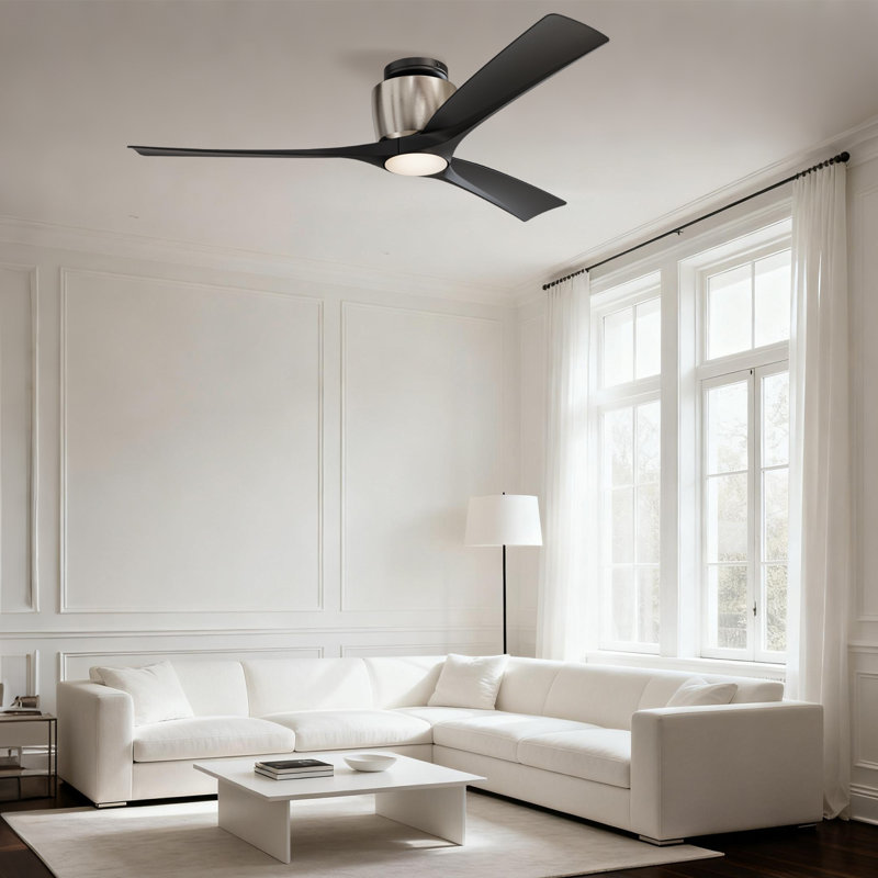 Avaris 52 in. Indoor Brushed Nickel Dual Mount Ceiling Fan with Integrated LED Light and Remote Included