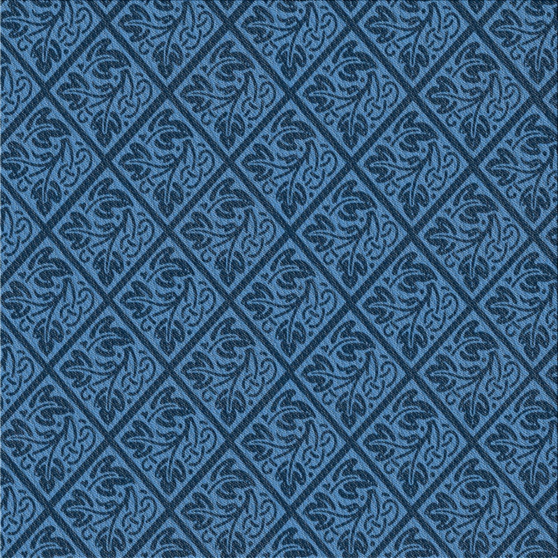 Tapis bleu tissé à la machine, Carré 4 pi