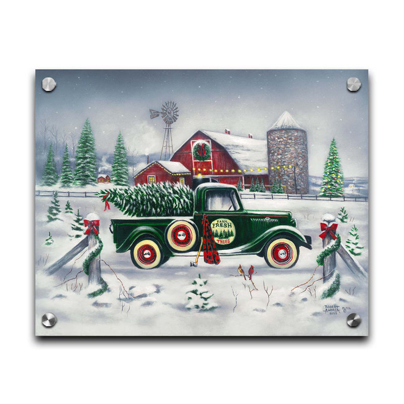 Camion de Noël Ye Olde par Robert Andrea, Plastique / acrylique, Non, H 16 po x l 20 po
