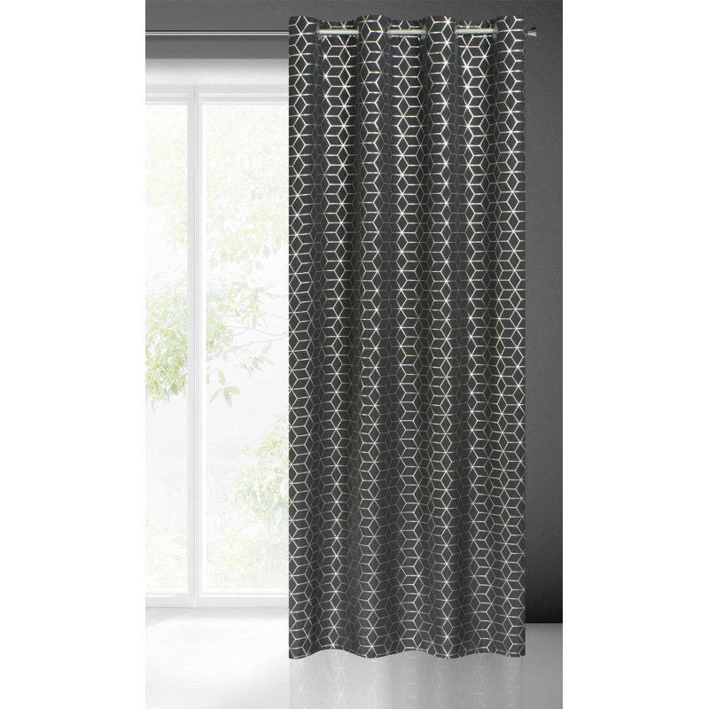 Holtby Eyelet Semi Sheer Curtain, Black