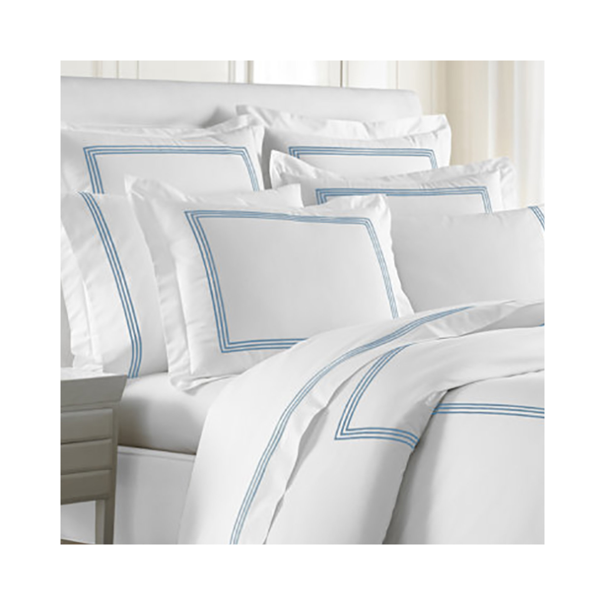 Ravana Cotton Blend Percale Flat Sheet, King Flat Sheet, Blue