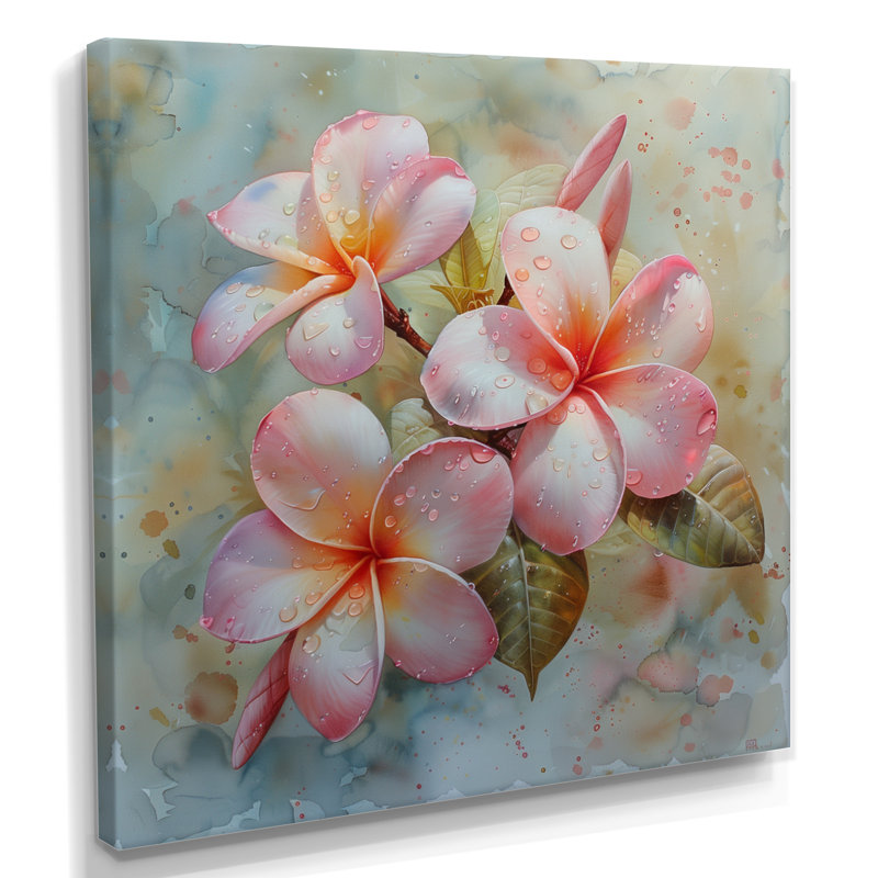 «Vintage Rose Plumeria Dream», reproduction d'art murale Plumeria, Toile tendue, H 16 po x l 16 po x P 1 po