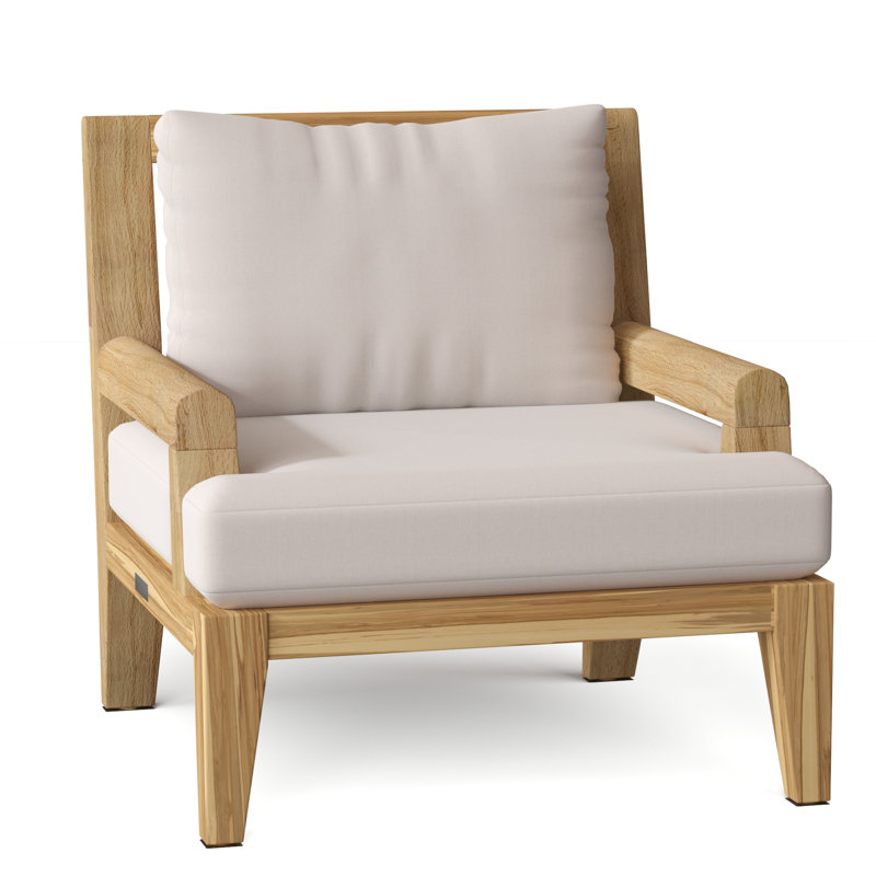 Mendocino Outdoor Teak Lounge Chair, Canvas Canvas Sunbrella® Canvas
